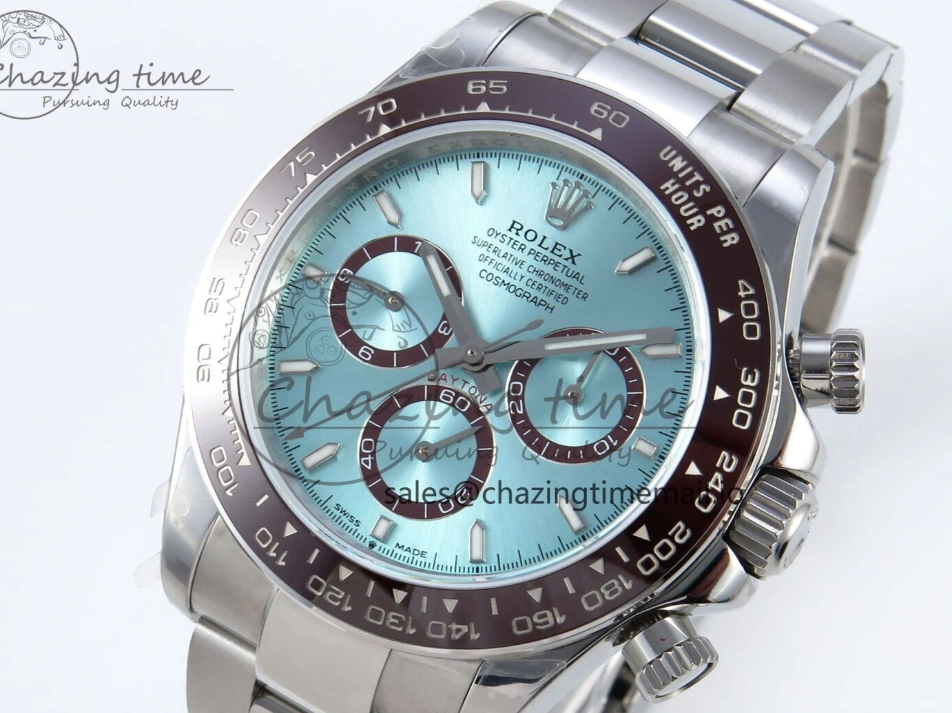 126506 1:1 Edition Ice Best SH4131 Daytona Strap V5 on Blue QF SS Dial Bracelet 0330